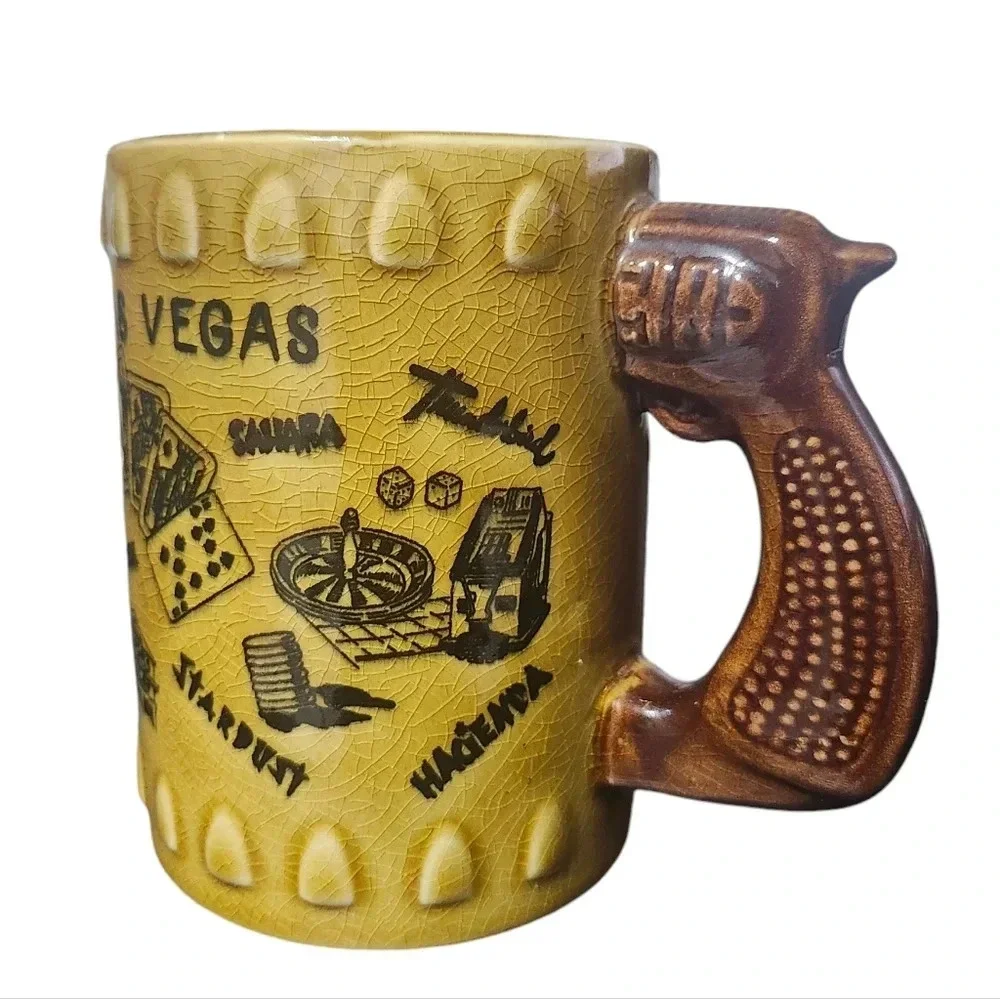 Vintage Las Vegas Souvenir, Vintage Western Mug, Gun Handle, Nevada Cup- RARE!!